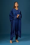 Buy_Anamika Khanna_Blue Embroidery V-neck Indigo Tunic Set _Online_at_Aza_Fashions