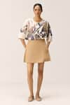 Buy_Kharakapas_Beige Cotton Clay Mul Skorts _at_Aza_Fashions