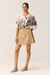 Shop_Kharakapas_Beige Cotton Clay Mul Skorts _at_Aza_Fashions