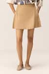 Kharakapas_Beige Cotton Clay Mul Skorts _Online_at_Aza_Fashions