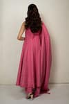 Shop_Safaa_Fuchsia Vegan Silk Embroidery Scoop Neck Pink Designer Anarkali Set _at_Aza_Fashions