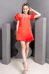 Buy_Hoity Moppet_Red Satin Beads Emily Bow Embroidered Dress _Online_at_Aza_Fashions