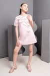 Buy_Hoity Moppet_Pink Satin Embroidery Bow Dress _at_Aza_Fashions