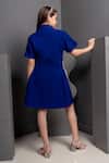 Shop_Hoity Moppet_Blue Crepe Beads Solid Blazer Dress _at_Aza_Fashions