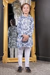Buy_Hoity Moppet_Blue Georgette, Cotton Mirrors Abstract Printed Kurta Set _at_Aza_Fashions