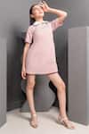 Buy_Hoity Moppet_Pink Crepe Pearls, Beads, Stones Embroidered Work Dress _at_Aza_Fashions