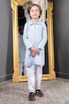 Buy_Hoity Moppet_Sky Blue Linen, Cotton Metallic Thread Kurta Set _at_Aza_Fashions