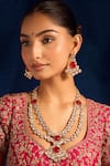 Buy_Nazaakat By Samara Singh_Red Zari Ruby Kundan Necklace And Earring Set _at_Aza_Fashions