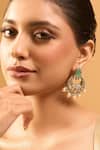 Buy_Nazaakat By Samara Singh_Mint Zari Kundan Green Earrings _at_Aza_Fashions