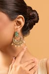 Shop_Nazaakat By Samara Singh_Mint Zari Kundan Green Earrings _Online_at_Aza_Fashions