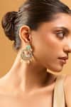 Nazaakat By Samara Singh_Mint Zari Kundan Green Earrings _at_Aza_Fashions