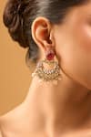Shop_Nazaakat By Samara Singh_Pink Pearls Kundan Ruby Earrings _Online_at_Aza_Fashions