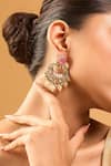 Shop_Nazaakat By Samara Singh_Pink Zari Kundan Brass Earrings _Online_at_Aza_Fashions