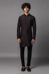 Buy_PAARSH_Brown Bamboo Sequins, Beads, Embroidery Floral Kurta Set _at_Aza_Fashions