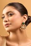 Nazaakat By Samara Singh Green Zari Kundan Brass Earrings at Aza Fashions Nazaakat By Samara Singh_Green Zari Kundan Brass Earrings _at_Aza_Fashions