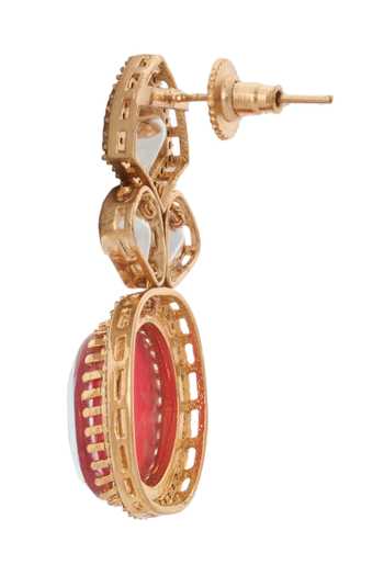 Buy_Nazaakat By Samara Singh_Red Zari Ruby Kundan Necklace And Earring Set 