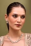 Shop_Nazaakat By Samara Singh_White Zari Kundan Brass Necklace And Earring Set _Online_at_Aza_Fashions