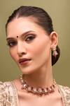 Buy_Nazaakat By Samara Singh_Pink Zari Kundan Ruby Necklace And Earrings Set _at_Aza_Fashions