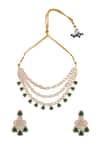Shop Nazaakat By Samara Singh Green Zari Kundan Necklace And Earring Set at Aza Fashions Shop_Nazaakat By Samara Singh_Green Zari Kundan Necklace And Earring Set _at_Aza_Fashions