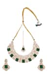 Shop_Nazaakat By Samara Singh_Green Kundan Necklace Set _at_Aza_Fashions