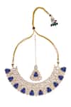 Nazaakat By Samara Singh_Blue Zari Kundan Brass Jewelry Set _at_Aza_Fashions