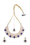 Shop_Nazaakat By Samara Singh_Blue Kundan Necklace Set _at_Aza_Fashions