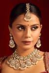 Buy_Nazaakat By Samara Singh_Mint Pearls, Zari, Stones Kundan Green Jewelry Set _at_Aza_Fashions