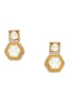 Buy_Ruby Raang_Gold Plated Square Kundan Earrings _Online_at_Aza_Fashions