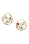 Buy_Ruby Raang_Multi Color Gemstones, Navratan Round Earrings _Online_at_Aza_Fashions