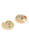 Shop_Ruby Raang_Multi Color Gemstones, Navratan Round Earrings _Online_at_Aza_Fashions