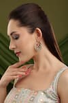Buy_Ruby Raang_Multi Color Gemstones, Navratan Round Earrings _at_Aza_Fashions