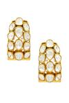 Shop_Ruby Raang_Gold Plated Stones Kundan Circular Earrings _Online_at_Aza_Fashions