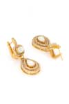 Ruby Raang_Gold Plated Stones, Crystals Antique Finish Earrings And Necklace Set _at_Aza_Fashions