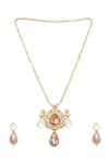 Ruby Raang_Multi Color Gemstones Natural Earrings And Necklace Set _Online_at_Aza_Fashions