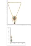 Buy_Ruby Raang_Multi Color Gemstones, Natural Antique Finish Earrings And Necklace Set _Online_at_Aza_Fashions