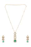 Ruby Raang_Gold Plated Stones Natural Antique Finish Earrings And Necklace Set _Online_at_Aza_Fashions