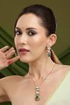 Buy_Ruby Raang_Gold Plated Stones Natural Antique Finish Earrings And Necklace Set _at_Aza_Fashions