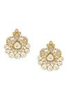 Buy_Ruby Raang_Gold Plated Gemstones Kundan Antique Finish Earrings And Necklace Set _Online_at_Aza_Fashions