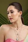 Buy_Ruby Raang_Gold Plated Kundan Antique Finish Earrings And Dew Drop Necklace Set _at_Aza_Fashions