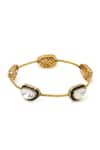 Buy_Ruby Raang_Gold Plated Gemstones Kundan Bracelet _Online_at_Aza_Fashions