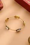 Ruby Raang_Gold Plated Gemstones Kundan Bracelet _at_Aza_Fashions