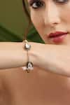 Buy_Ruby Raang_Gold Plated Gemstones Kundan Bracelet _at_Aza_Fashions