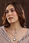 Buy_Ruby Raang_Silver Plated Beaded Layered Kundan Necklaces _at_Aza_Fashions