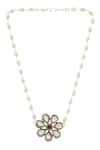 Ruby Raang_Silver Plated Flower Kundan Necklace _Online_at_Aza_Fashions
