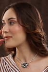 Buy_Ruby Raang_Silver Plated Flower Kundan Necklace _at_Aza_Fashions
