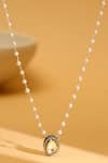 Shop_Ruby Raang_Silver Plated Beaded Kundan Necklace _at_Aza_Fashions