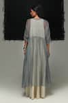 Shop_Urvashi Kaur_Gray Linen Open Neck Misty Grey Overlay _at_Aza_Fashions