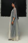 Buy_Urvashi Kaur_Gray Linen Open Neck Misty Grey Overlay _Online_at_Aza_Fashions