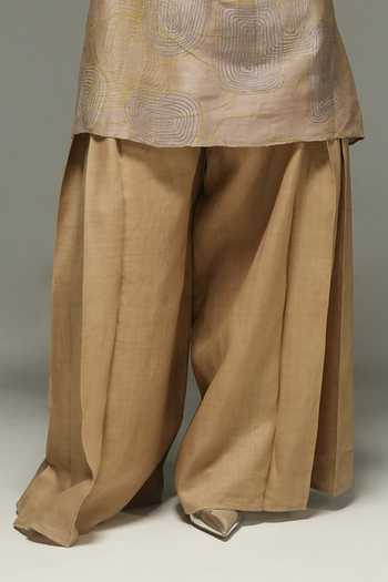 Urvashi Kaur_Beige Linen Mascon Designer Pant _Online_at_Aza_Fashions