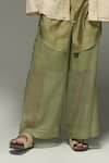 Urvashi Kaur_Green Cotton Kota Flint Pant _Online_at_Aza_Fashions